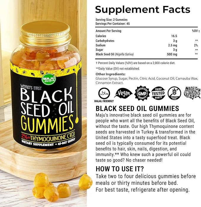 Maju Superfoods Black Seed Oil Gummies and Sea Moss Capsules Bundle