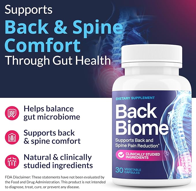 – Advanced 7-Strain Probiotic Formula for Gut &amp Back Health – Supports Digestive Balance Promotes Spinal Comfort – Non-GMO Vegan 30 Capsules
