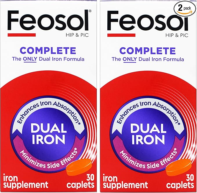 Feosol Bifera Hip &amp PIC Iron Supplement Complete - 30 Caplets Pack of 2