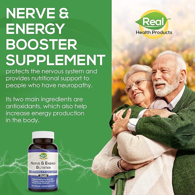 ALA Supplement - R-Alpha Lipoic Acid 300mg &amp Acetyl L-carnitine 1000mg - Nerve &amp Energy Booster for Nerve Cardiovascular Cognitive Function &amp Antioxidant Support 60 Capsules 30 Days Su