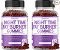 Night Time Fat Burner Gummies (60 Count) Weight Loss &amp Metabolism - Sugar-Free - Delicious Raspberry Flavored Melatonin Supplement Gummies - Vegan Safe - Third Party Tested - Made in USA (Pack of