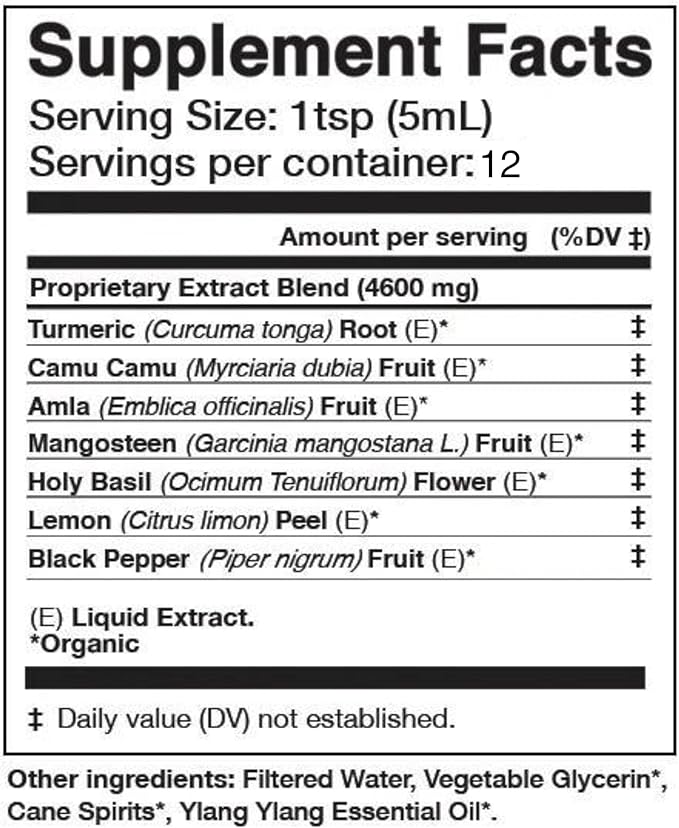 Anima Mundi Apothecary Curam Organic Beauty Elixir - Liquid Turmeric Tincture - Adaptogenic Liquid Herbal Tincture with Organic Turmeric Root Extract - Add to Tea Coffee Smoothies and More (2oz)
