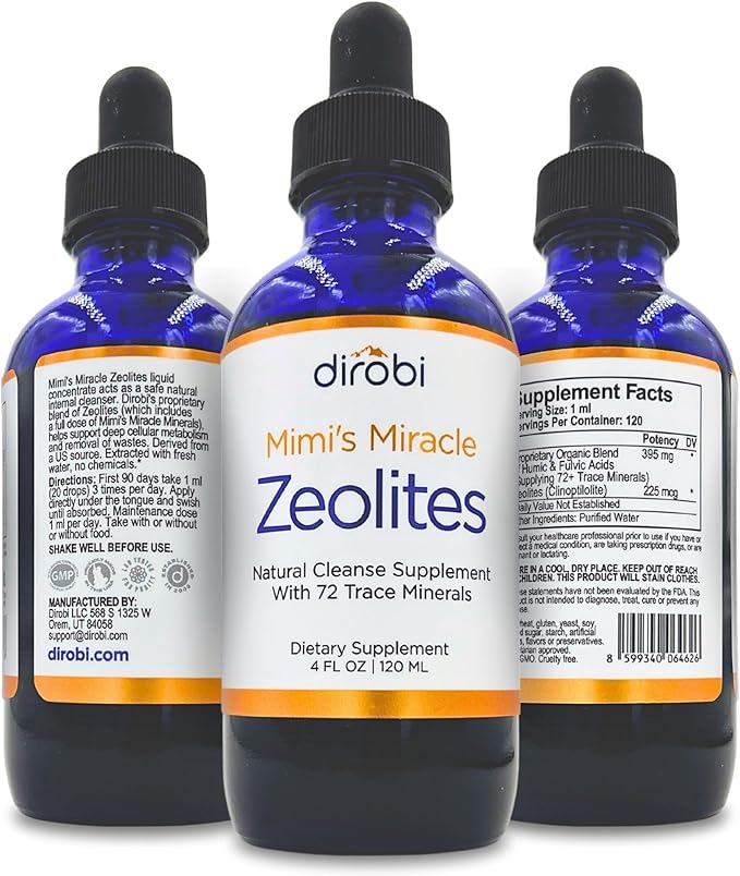 Mimi's Miracle Zeolites: Heavy Metal Detox Zeolite Supplement Drops with 70 Trace Minerals for Adults &amp Kids - Supports Cell Restoration Immune &amp Digestive Tract Health (4 oz Bottle 60 Day S