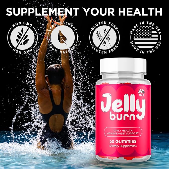 (5 Pack) Jelly Burn Gummies Official JellyBurn Gummys with Natural Ingredient Advanced Health &amp Wellness Vitamin Supplement Formula Max Strength Active Lifestyle Multivitamin Support (300 Gummi