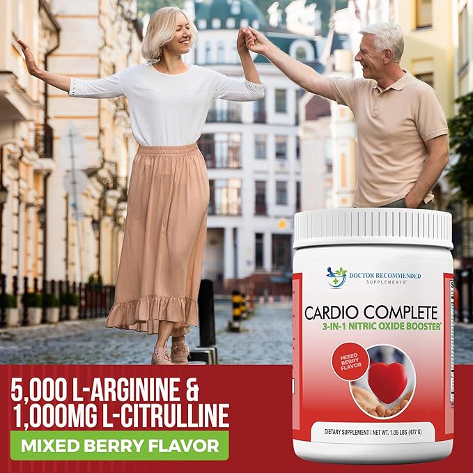 Cardio Complete - Heart Health Support Powder Supplement - 3-in-1 Nitric Oxide Booster with 5000 L-Arginine 1000mg L-Citrulline and Hawthorn Berry
