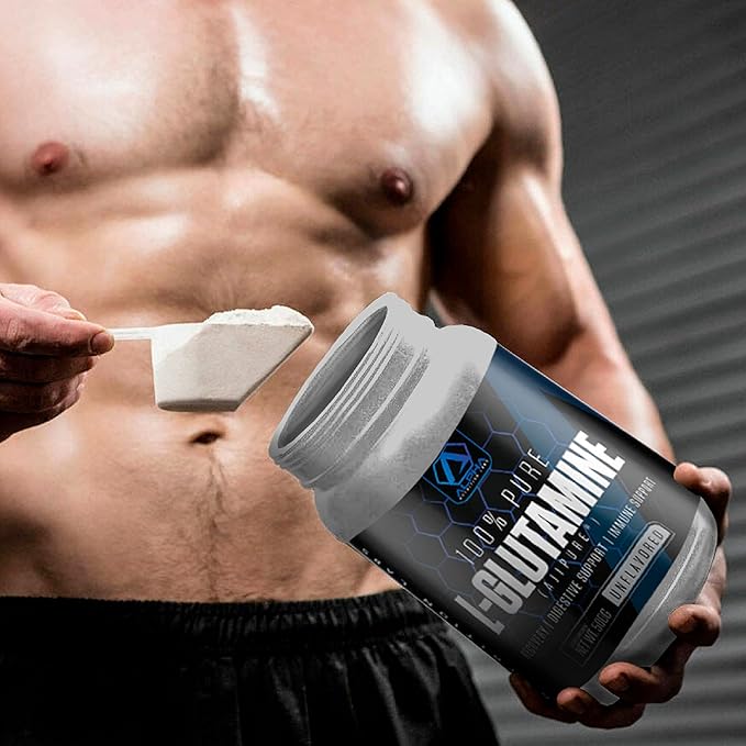 L-Glutamine Powder - 500g Fermented Plant-Based Amino Acid - Ultra-Pure Post Workout Recovery Muscle Support &amp Gut Health Supplement - Vegan Non-GMO - Unflavored