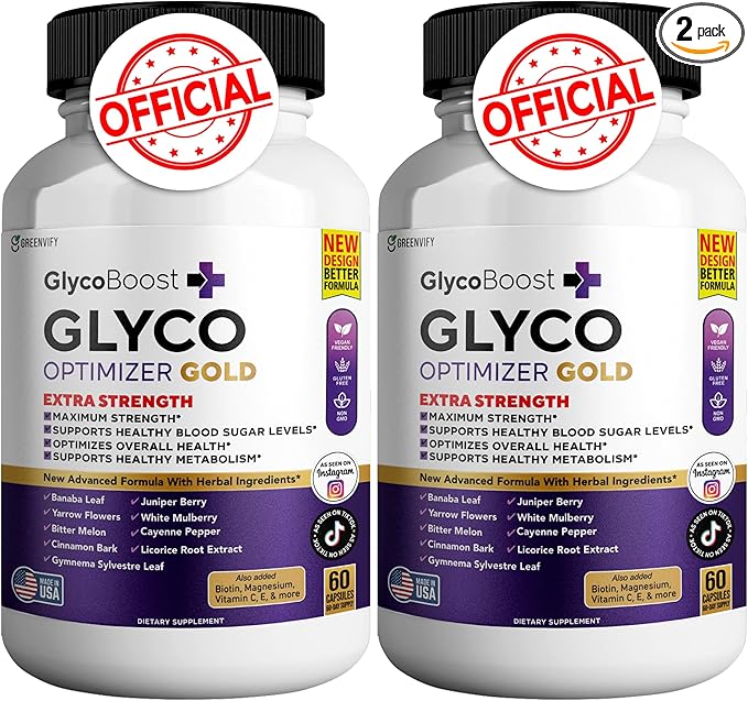 Glycoboost Glyco Optimizer Gold All Natural Formula to Maintain Healthy Levels Maximum Strength Daily Formula Blood Reviews (2 Pack - 120 Capsules)