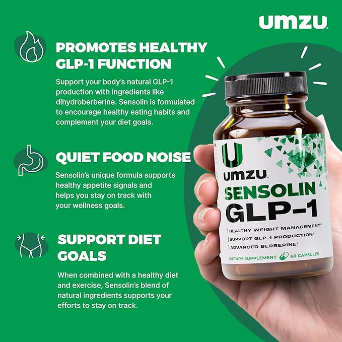 UMZU Sensolin GLP-1 Support Supplement – 30 Day Supply – with Dihydroberberine Ceylon Cinnamon Chromium &amp Biotin – Supports Metabolic Function Focus &amp Energy Balance