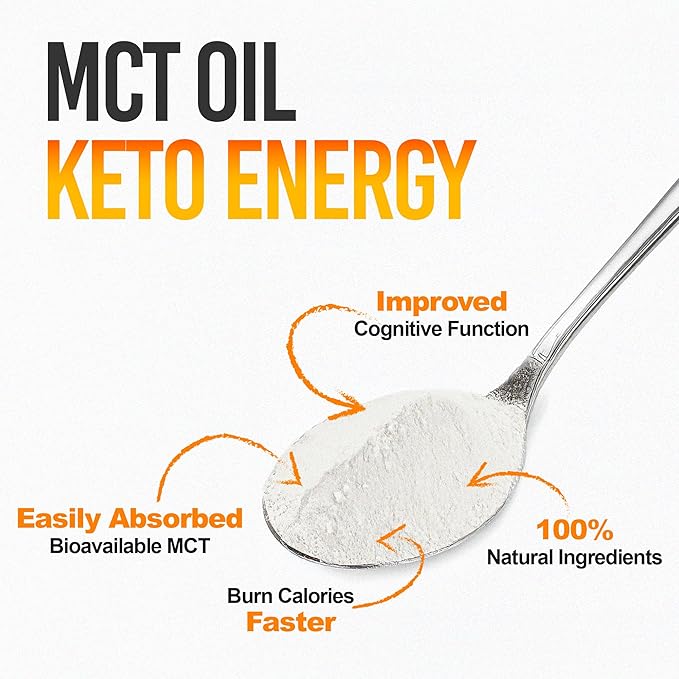 Intentionally Bare MCT Oil Powder - Unflavored Coconut Oil with 70% C8 and 30% C10 - MCT Oil for Clean Energy Brain Health Mood and Focus - Coconut C8 for Keto Paleo and Vegan Pills - 50 Servings