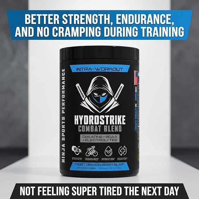 HydroStrike Combat Blend [5g BCAAs 5g Creatine Monohydrate Powerful Blend of Electrolytes Zero Sugar]