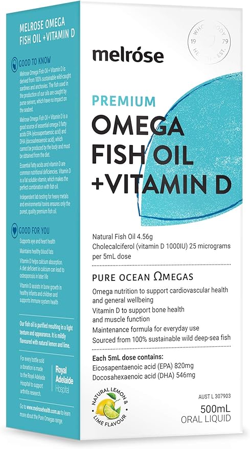 Fish Oil + Vitamin D Joint &amp Bone 500ml - Melrose