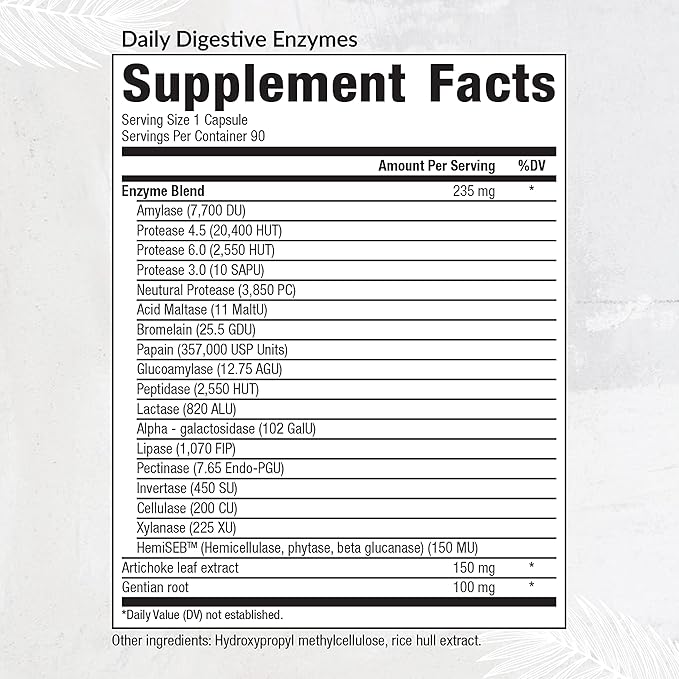 Equilife Daily Digestive Enzyme Supplement with Bromelain Lactase and Lipase Supports Digestion of Protein Fiber Carbs and Fats Gluten Free Vegan Non-GMO 90 Capsules