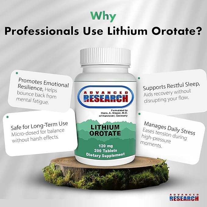 Dr. Hans Nieper Lithium Orotate 5mg 200 Count Lab Tested Non-GMO Gluten Free Vegan Friendly Supports Brain Health