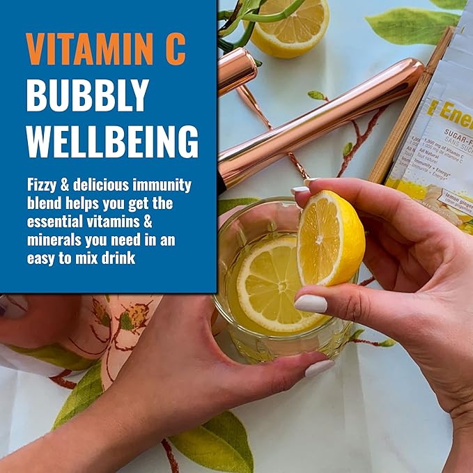 Ener-C Sugar Free Multivitamin Drink Mix - Vitamin Powder for Water Electrolytes Powder No Sugar Hydration Boost Packets Zero Sugar Vitamin C &amp B12 Supplement Liquid Mix - Lemon Ginger 60 Cou