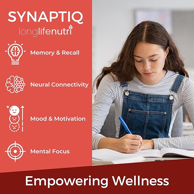 Synaptiq 1000mg (Alpha GPC + Uridine Monophosphate 600mg/400mg) - Nootropic Choline Supplement 180 Vegetarian Capsules 3-Month Supply For Focus &amp Productivity GMP Certified Made in USA