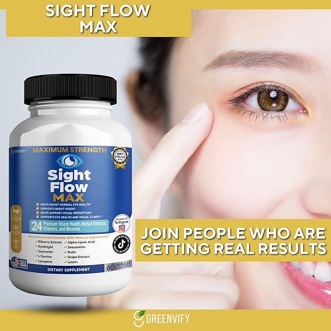Sight Flow Max Eye Health Supplement 24 Premium Vision Herbal Extracts Vitamins and Minerals 60 Capsules (1)