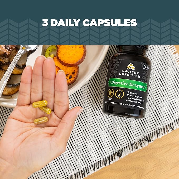 Ancient Nutrition Digestive Enzymes Supports Gut Health Promotes Healthy Digestive Function 90 Ct