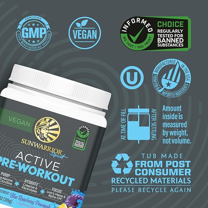 Active Preworkout Hydration Blend &amp Creatine Monohydrate Powder Set | Bundle &amp Save | Non-GMO Soy Dairy Filler &amp Gluten Free (60 Servings Unflavored Creatine 30 Servings Blue Raspberry Pr