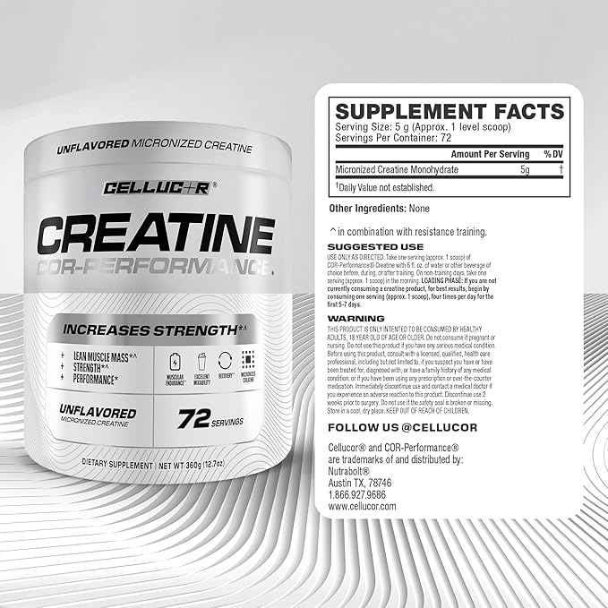 Cellucor Cor-Performance Creatine Monohydrate for Strength and Muscle Growth 72 Servings