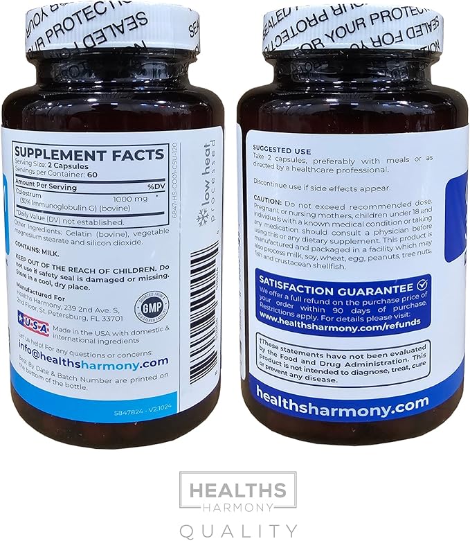 Bovine Colostrum for Women - Colostrum Supplement with 1000mg per Serving and 30% IgG Immunoglobulins from First Milking - Low Heat Processed for Maximum Potency Non-GMO &amp Made in the US (2 Month