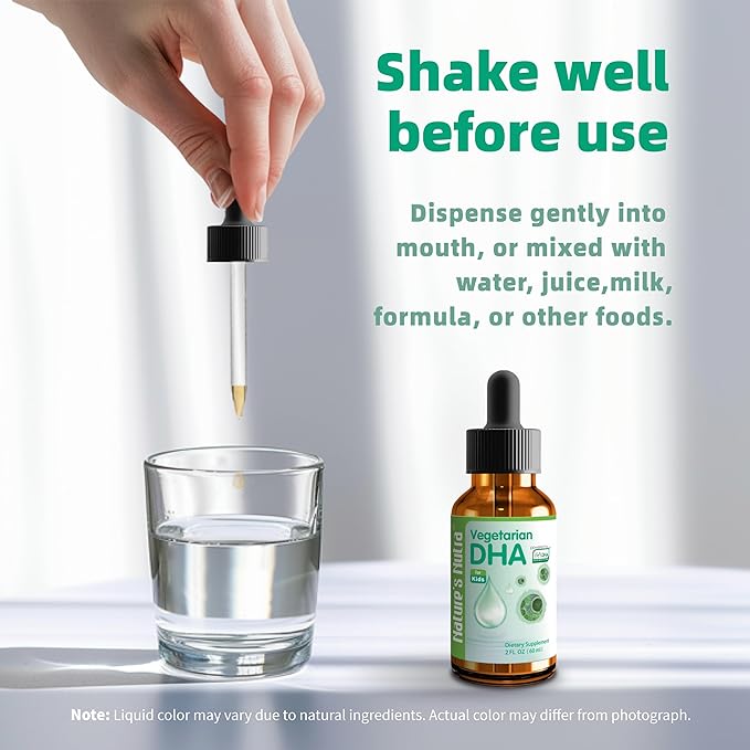 Nature's Nutra Vegetarian DHA Premium Liquid DHA for Baby Infant Kids and Children Non-GMO DHA 100 mg Pure Plant Source 2 Fl Oz (60ml)