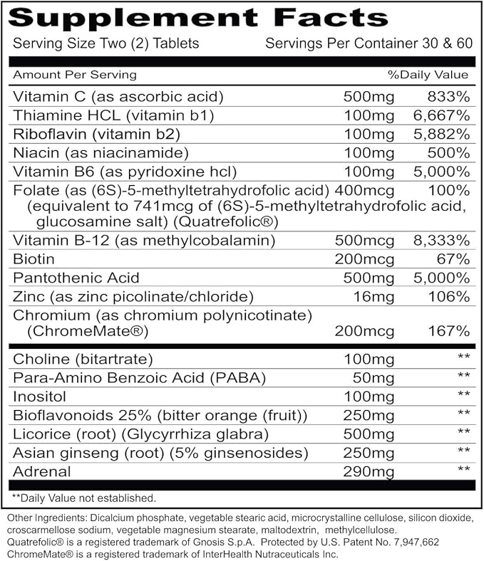 Priority One Vitamins Mega Stress 120 Tablets - B Vitamin Complex with The Benefits of Adrenal