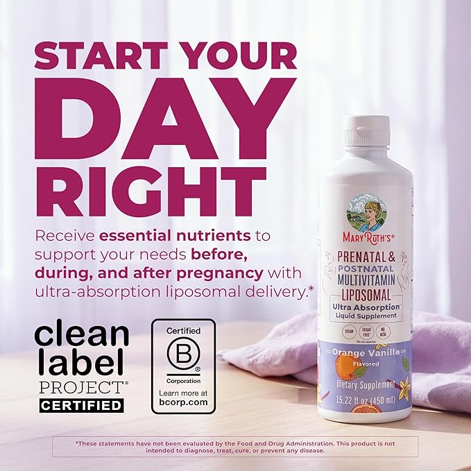 MaryRuth Organics Prenatal &amp Postnatal Multivitamin for Women | Sugar Free | Formulated for Pre-Conception Pregnancy &amp Nursing | Prenatal Vitamins | Vegan | Non-GMO | Gluten Free | 30 Serving