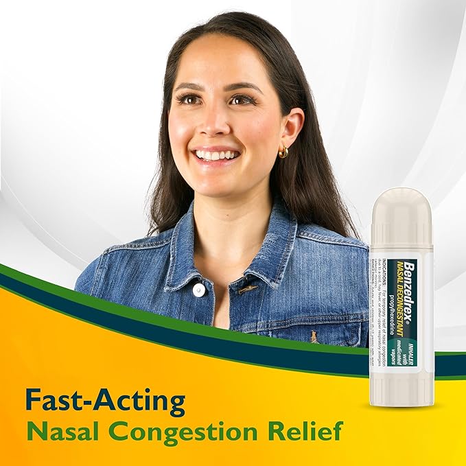 Benzedrex Nasal Decongestant Inhaler | Medicated Vapor Relief for Sinus Pressure Nasal Congestion Allergies Hay Fever &amp Colds | Pack of 6