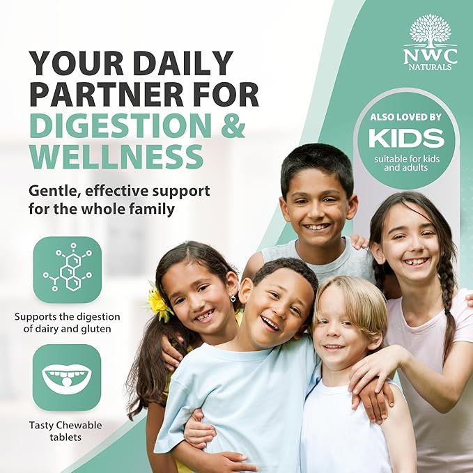 NWC Naturals Belly-Ease Healthy Digestive Enzymes Plus Prebiotics &amp Probiotics Essential Enzymes Vegetarian Better Digestion Full Spectrum Digestive Solution - 180 Count Chewable Tablets