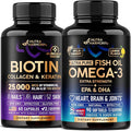 NUTRAHARMONY Biotin Collagen Keratin Capsules &amp Omega 3 Fish Oil Softgels