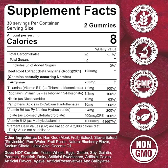 Nextdia 1 Pack Red Yeast Rice Gummies 2400MG with CoQ10 + 1 Pack Beet Root Gummies