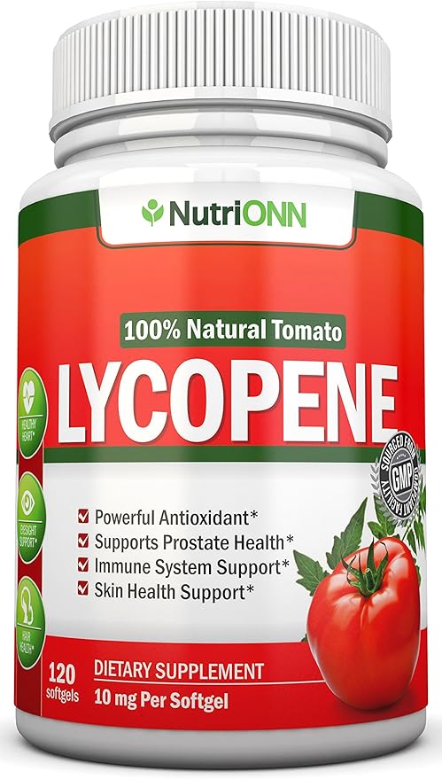Lycopene - 10MG - 120 Softgels - 3 Month Supply - Premium Quality Antioxidant - 100% Natural Tomato - Great for Prostate Health Immune System Support Heart Health and Eyesight Support