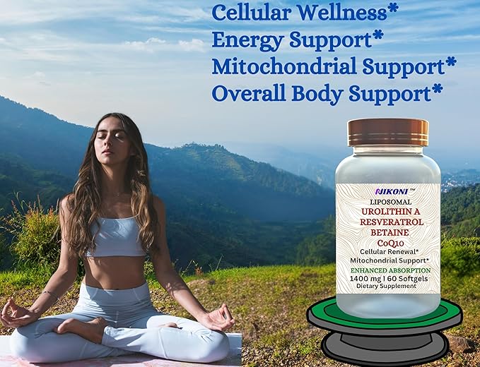 Nikoni Liposomal Urolithin-A Supplement 1400mg Supports Healthy Aging Cellular Renewal &amp Muscle Health- 60 Softgels