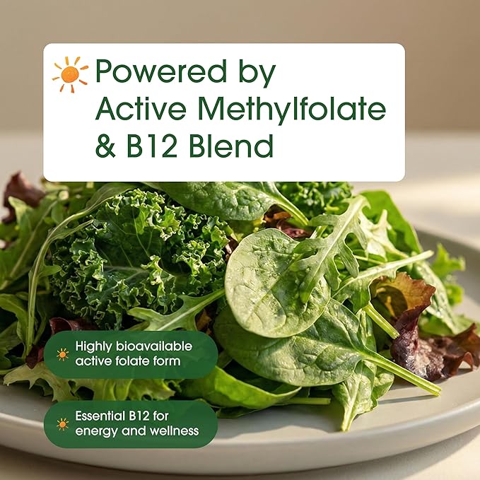 NatureBell Methyl Folate 15mg - 240 Capsules - 5-MTHF with Methyl B12-15mg L-Methylfolate &amp 1000mcg Vitamin B12 - Energy &amp Cognitive Support Supplement* - Gluten-Free &amp Non-GMO