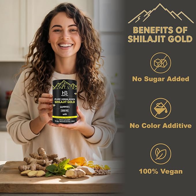 Shilajit Gummies: Pure Himalayan Shilajit with Ashwagandha &amp Fulvic Acid 85+ Micronutrients Trace Minerals - No Added Sugar 100% Natural &amp Organic Non-GMO for Men &amp Women | 60 Gummies