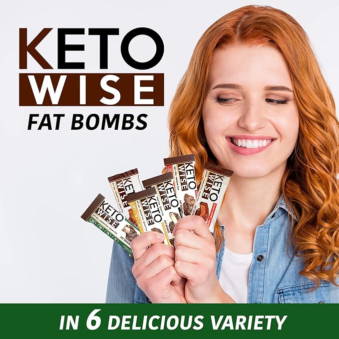 Keto Wise Fat Bombs - Made with Chocolate containing MCT Oil - Low Fat Low Carb and Keto Friendly Snack - 7g Fat 2g Net Carbs | Peanut Caramel Nougat Pack of 16