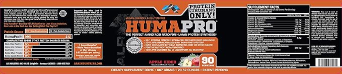 ALR Industries Humapro  Protein Matrix Formulated for Humans Waste Less. Gain Lean Muscle Apple Cider -  667g(23.52 oz)
