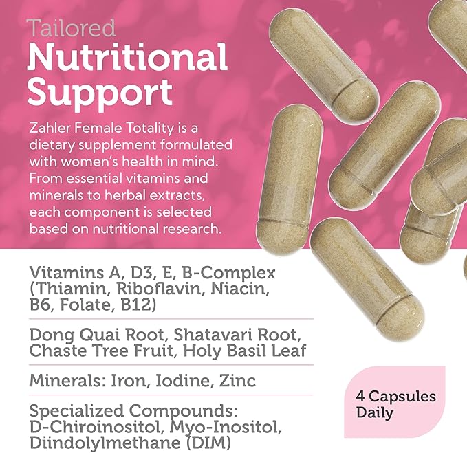 Zahler Female Totality Fertility Supplements for Women Fertility Prenatal Vitamins Certified Kosher 120 Capsules