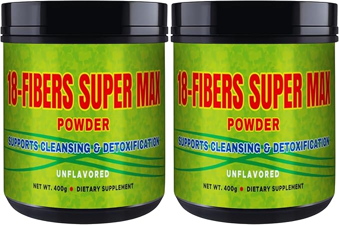 FIBRA 18 Super MAX Powder (18 Fibers) - 400g - Dietary Supplement - Supports Cleansing &amp Detoxification Unflavored (2 Pack)
