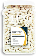 Digestion Aid - 1400 Count Blend of Digestive Enzymes and Key Probiotic Strains in a Clear Square Grip Jar