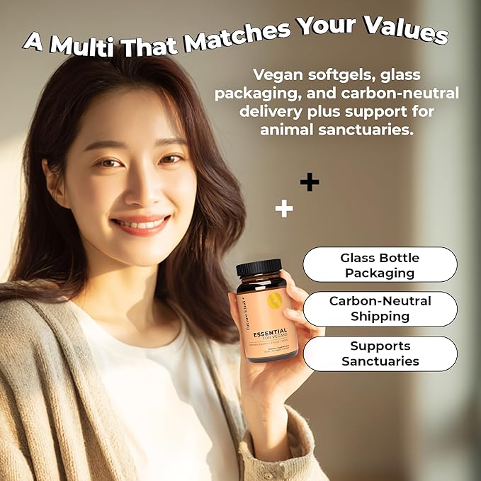 Future Kind 3 in 1 Daily Multivitamin - for Energy Clarity Active Wellness Support with B12 D3 and Algal Omega-3 - Essential Vegan Multivitamin for Women &amp Men - Tiny Citrus Softgels (60 Count