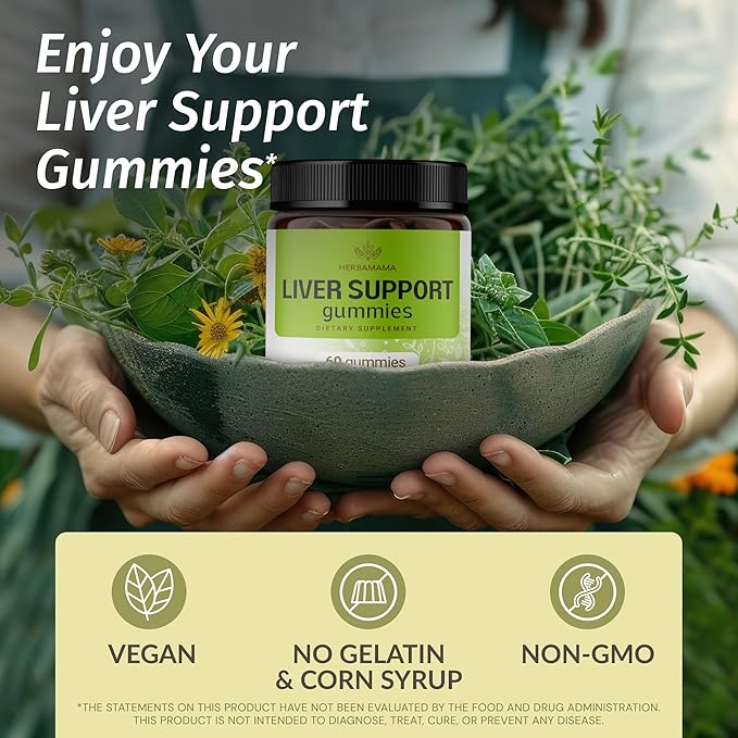 HERBAMAMA Liver Support and Milk Thistle Kit - Bundle of Liver Support Complex &amp 1500mg Milk Thistle Gummies - Vegan Non GMO Gelatin-Free - 2 Pack