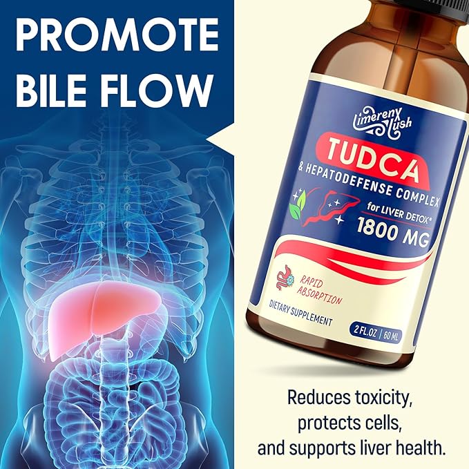 TUDCA Liver Support Drops 1800mg - Powerful Liver Supplement with Bile Salts NAC Schisandra and Dandelion Liver Detox &amp Repair - Fast-Absorbing Sugar-Free Alcohol-Free – 2 Fl.Oz