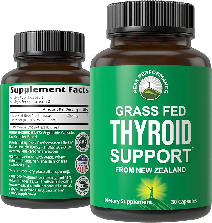 Raw Desiccated Thyroid Supplement. Grass Fed New Zealand Beef Neck &amp Thyroid Gland Capsules for Women and Men. Ancestral Living Ethically Sourced Bovine Supplements for Energy and Metabolism Suppo