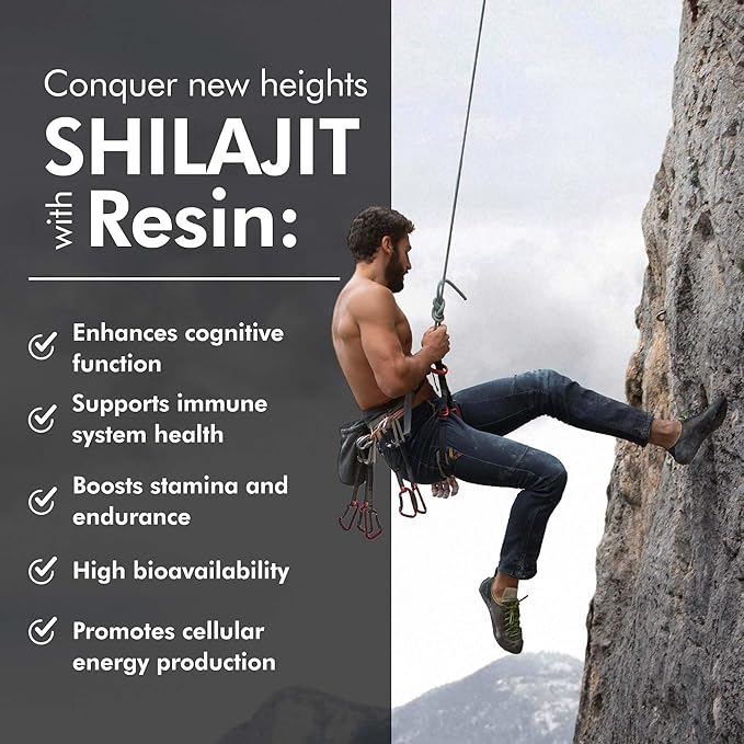 Organic Himalayan Shilajit Resin with Fulvic Acid Humic Acid 85+ Minerals- Gold Grade Plus - 100g 1000 mg Per Serving - Energy Stamina Brain Support - Made in The USA