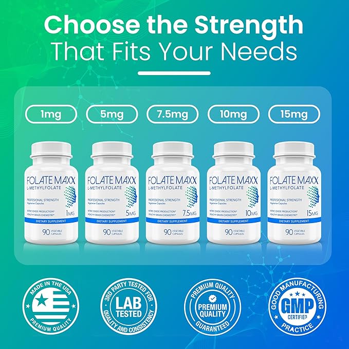 FolateMaxx L Methylfolate 15mg 90 Capsules – Doctor Formulated Methyl Folate Supplement for Women &amp Men – High Potency 5-MTHF for Energy Mood &amp Focus – Non-GMO Gluten-Free (3-Month Supply)