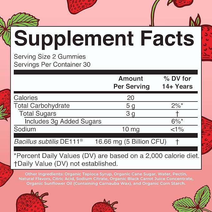 MARYRUTH'S USDA Organic Probiotic Gummies Probiotic Digestive Support | Immune Support | Digestive &amp Gut Health Supplement | 5 Billion CFU | Vegan | Non-GMO | Gluten Free | 60 Count