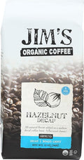 JIMS ORGANIC COFFEE Organic Ground Hazelnut Decaf Coffee 12 OZ