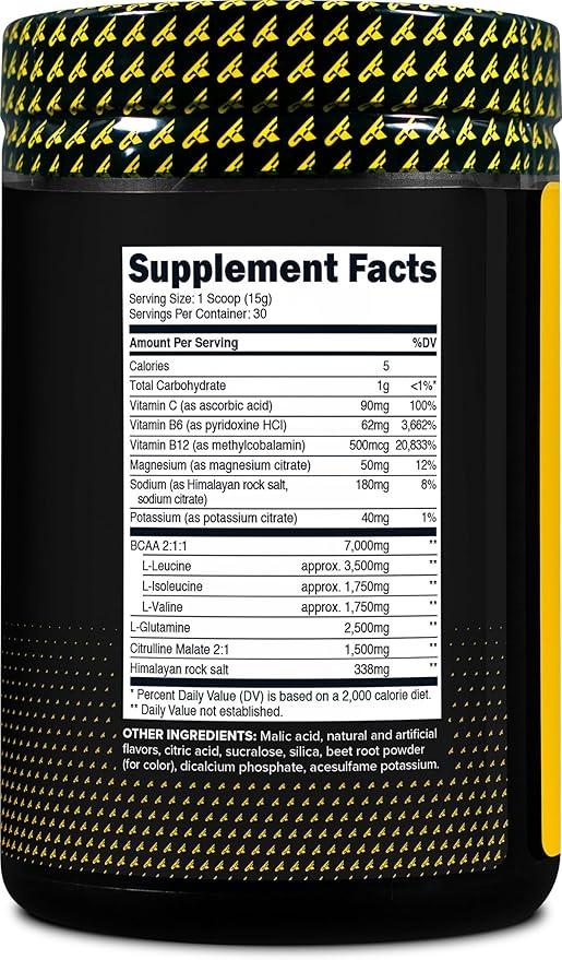 Primaforce BCAA Powder (Watermelon) - 7000MG 2:1:1 BCAAs 30 Servings Post-Workout Recovery Drink with Amino Acids and Real Salt for Men &amp Women