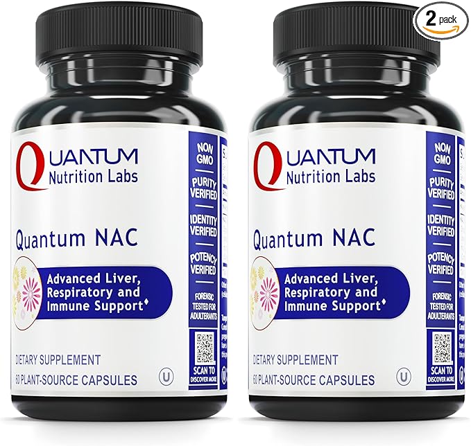Quantum Nutrition Labs NAC - N-Acetyl-L-Cysteine Liver &amp Immune Support NAC Supplement N-Acetyl Cysteine 300mg NAC Per Capsule - 60 Vegetarian Capsules (Pack of 2)